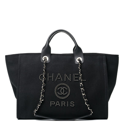 Chanel Canvas Pearl Medium Deauville Tote Black 1 of 7