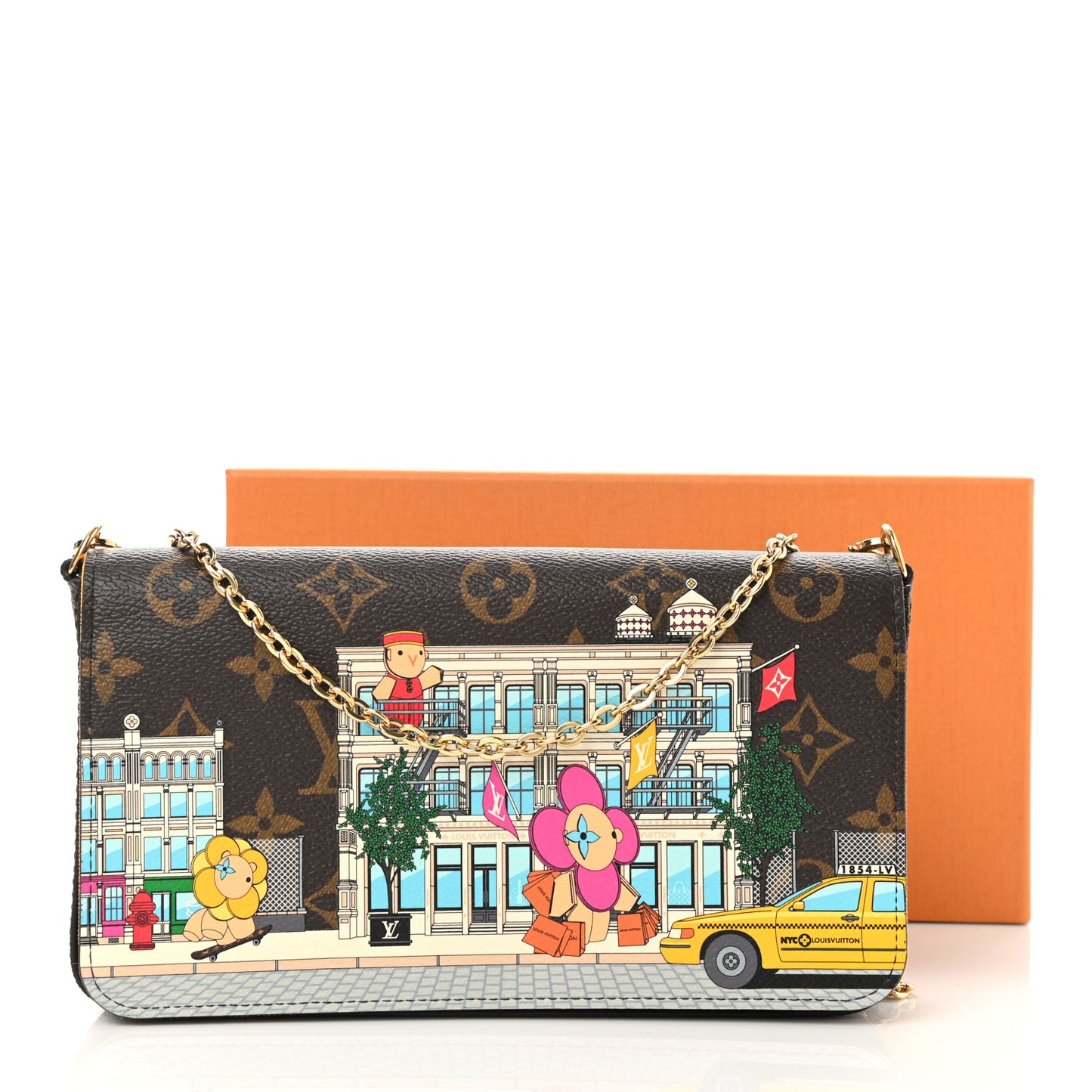 Monogram 2022 Christmas Animation New York Soho Pochette Felicie Chain Wallet Yellow