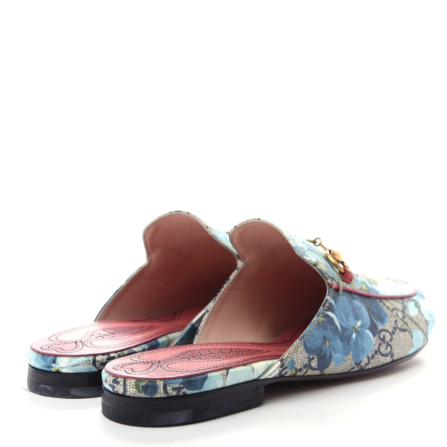 Gucci GG Supreme Monogram Blooms Womens Princetown Slippers 36.5 Beige Blue Navy Hibiscus Red 4 of 11