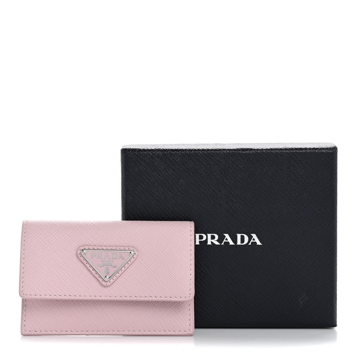 Prada Saffiano Triangle Card Holder Wallet Alabastro 8 of 8