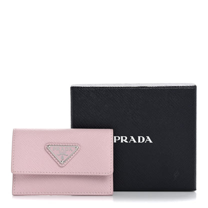Prada Saffiano Triangle Card Holder Wallet Alabastro 8 of 8