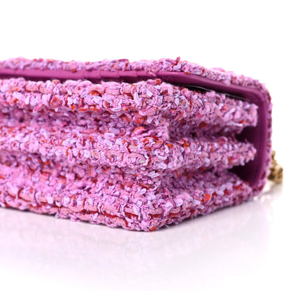 Chanel Tweed Enamel Quilted Pending CC Mini Wallet On Chain WOC Pink Purple 8 of 11