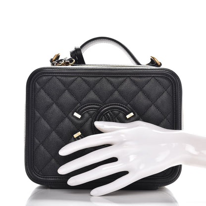 Chanel Caviar Quilted Medium CC Filigree Vanity Case Black 3 of 9