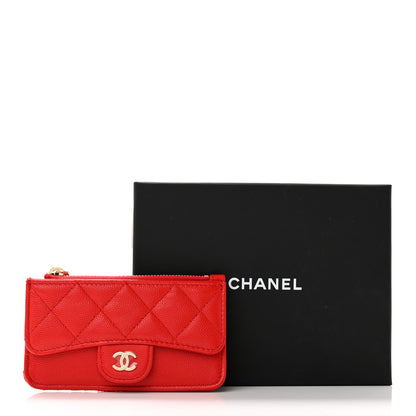 Chanel Caviar Quilted Flap Zip Card Holder Red 10 of 10