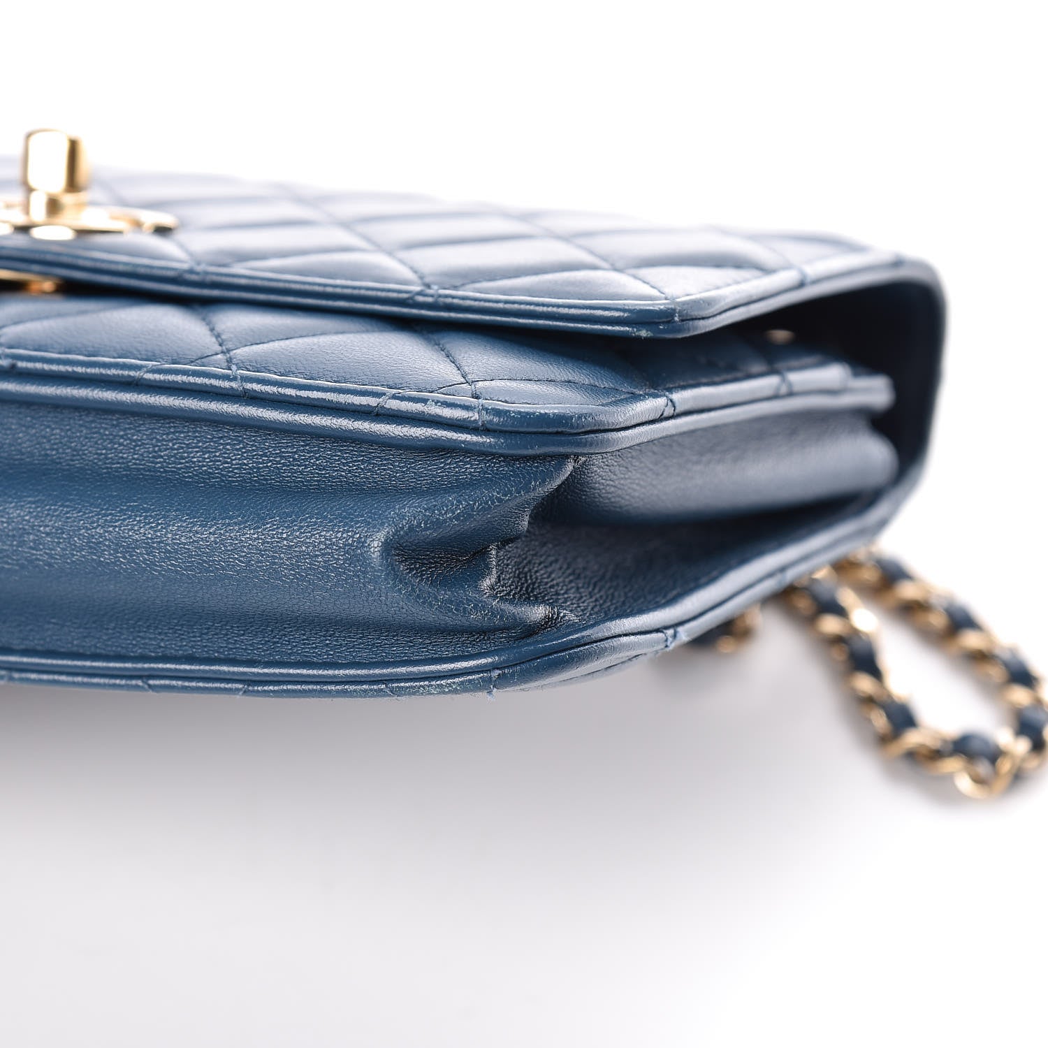 Chanel Lambskin Quilted Trendy CC Wallet On Chain WOC Blue 26 of 27