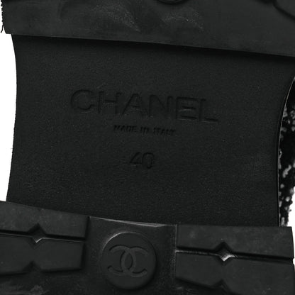 Chanel Tweed Patent Calfskin Short Boots 40 Black White 7 of 11