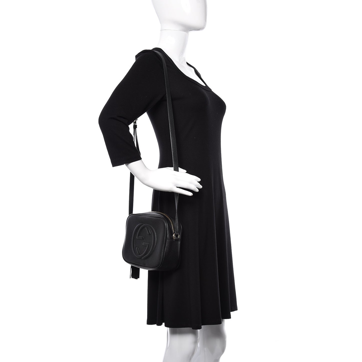 Pebbled Calfskin Small Soho Disco Bag Black