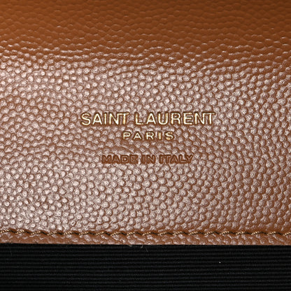 Saint Laurent Grain De Poudre Matelasse Chevron Monogram Cassandre Flap Pouch Natural Dark 6 of 8