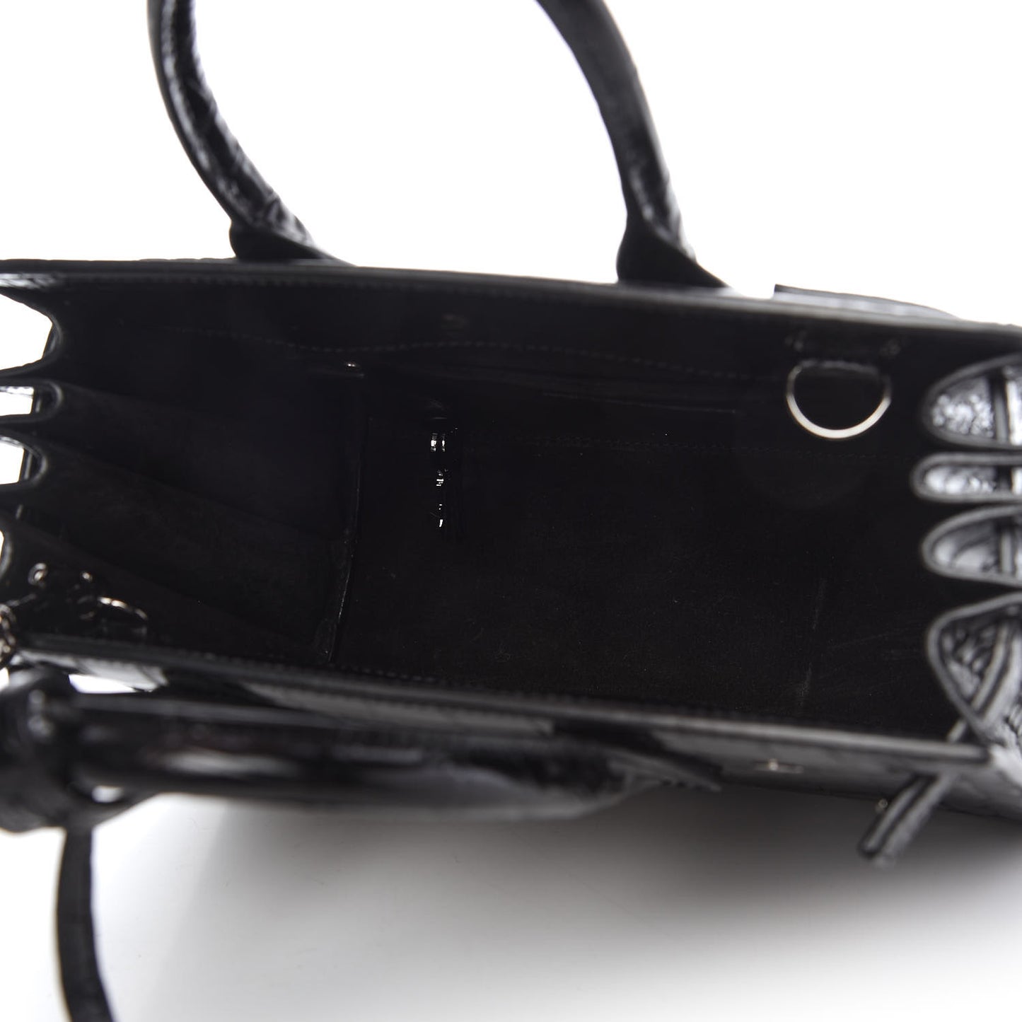 Calfskin Crocodile Embossed Nano Sac De Jour Black