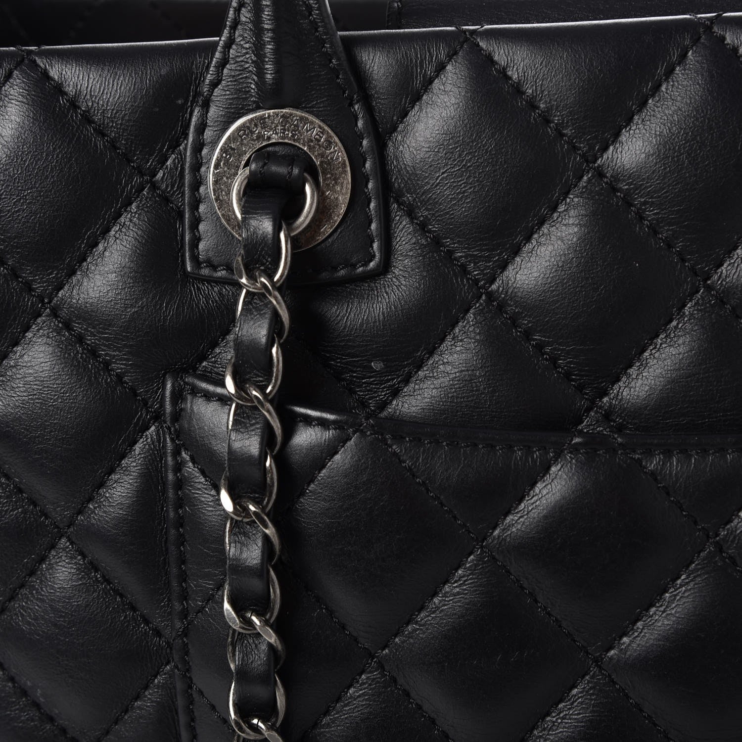Chanel Calfskin Quilted Small Easy Shopping Tote Black 8 of 9