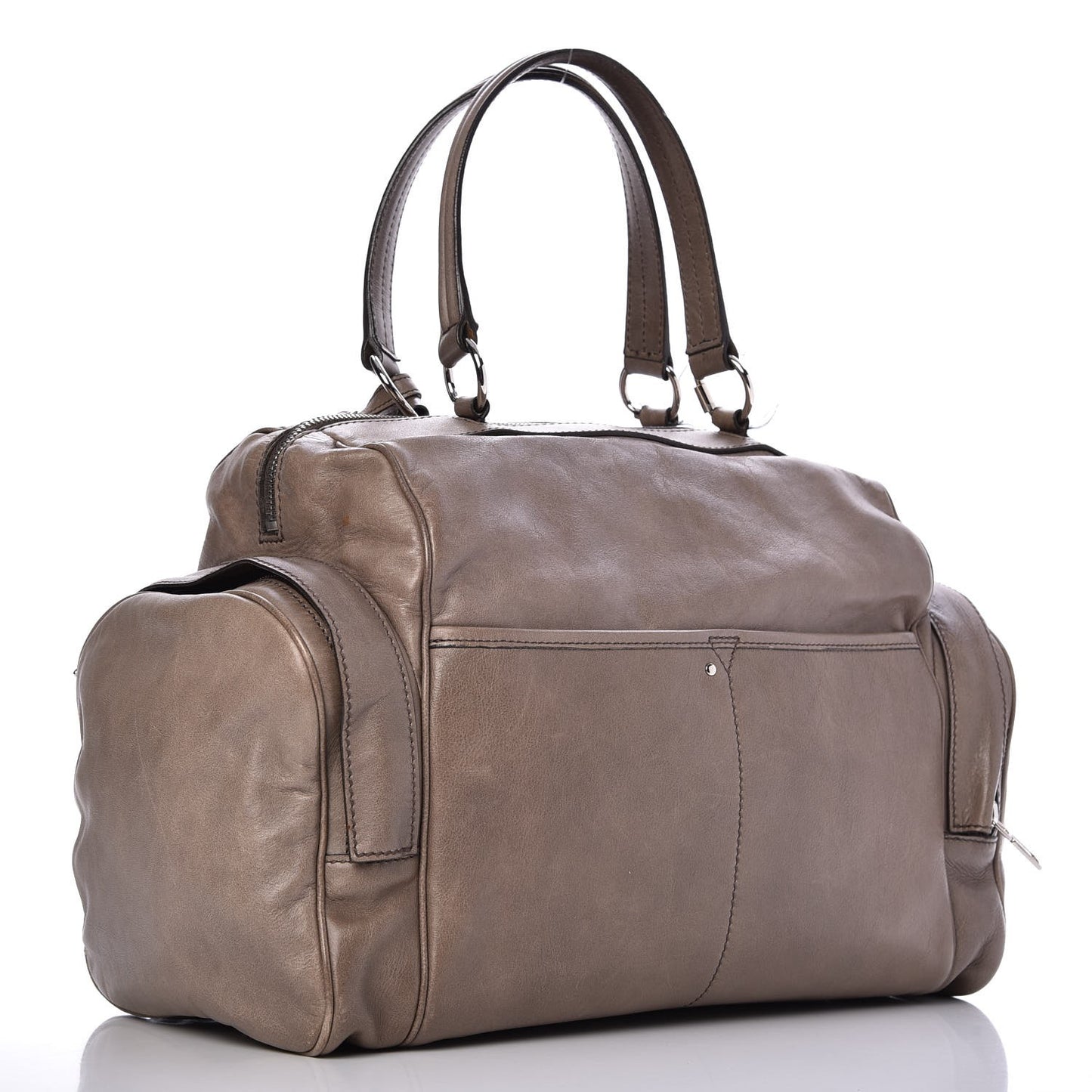 Calfskin Large Vanity Bowler Taupe