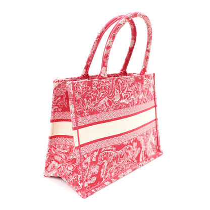 Christian Dior Canvas Embroidered Medium Dioriviera Toile De Jouy Book Tote Raspberry 2 of 10