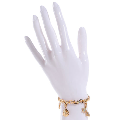Chanel 18k Yellow Gold Diamond Interlocking Charm Bracelet 2 of 6