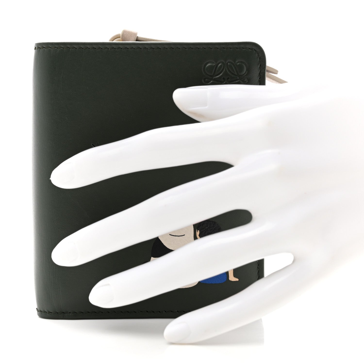 Loewe X SUNA FUJITA Satin Calfskin Panda Compact Zip Wallet Bottle