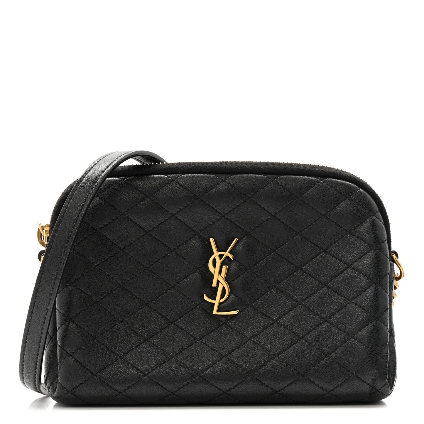 Lambskin Quilted Gaby Zipped Pouch Black