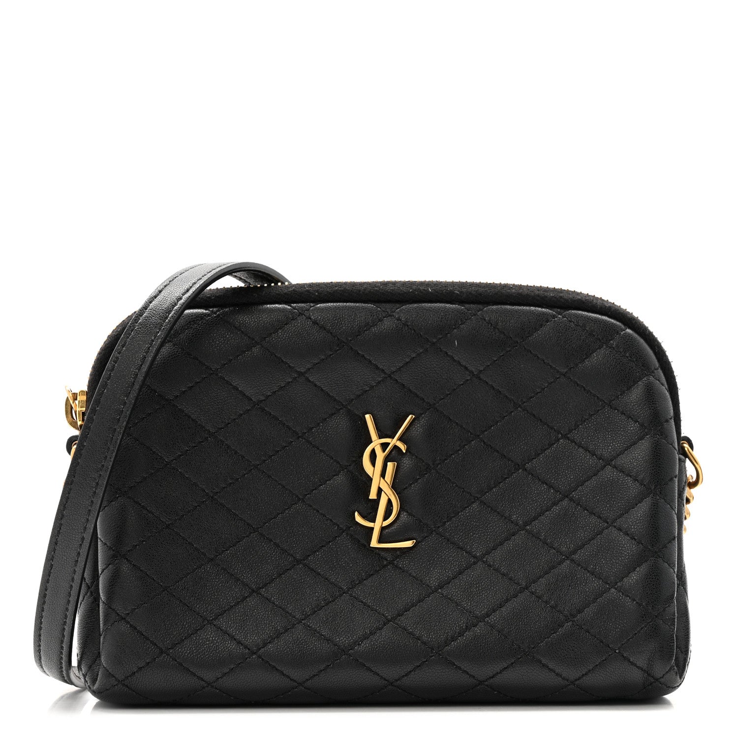 Saint Laurent Lambskin Quilted Gaby Zipped Pouch Black 1 of 14