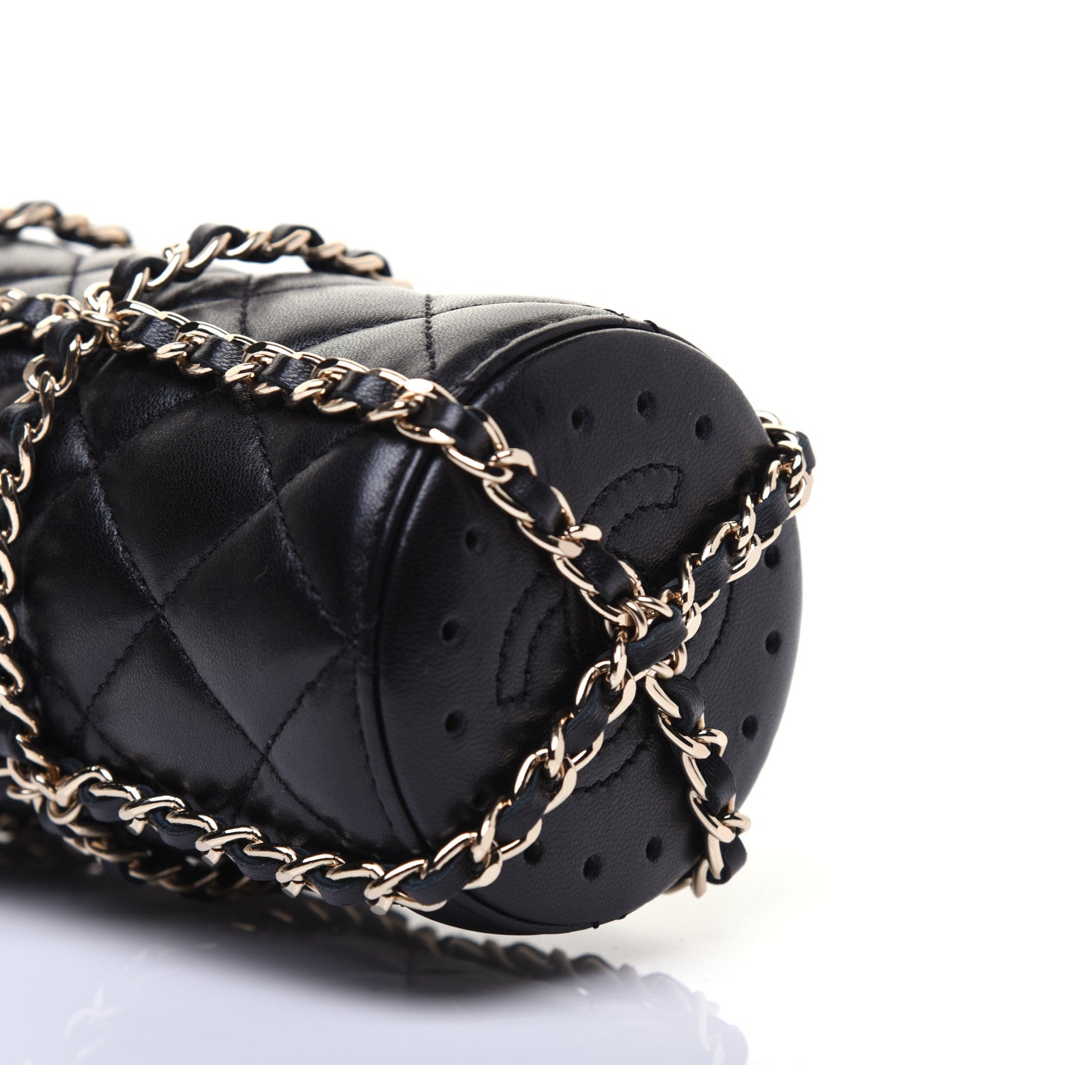 Chanel Lambskin Quilted CC To Drink Water Bottle Black Gold 6 of 15