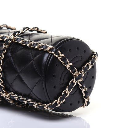 Chanel Lambskin Quilted CC To Drink Water Bottle Black Gold 6 of 15