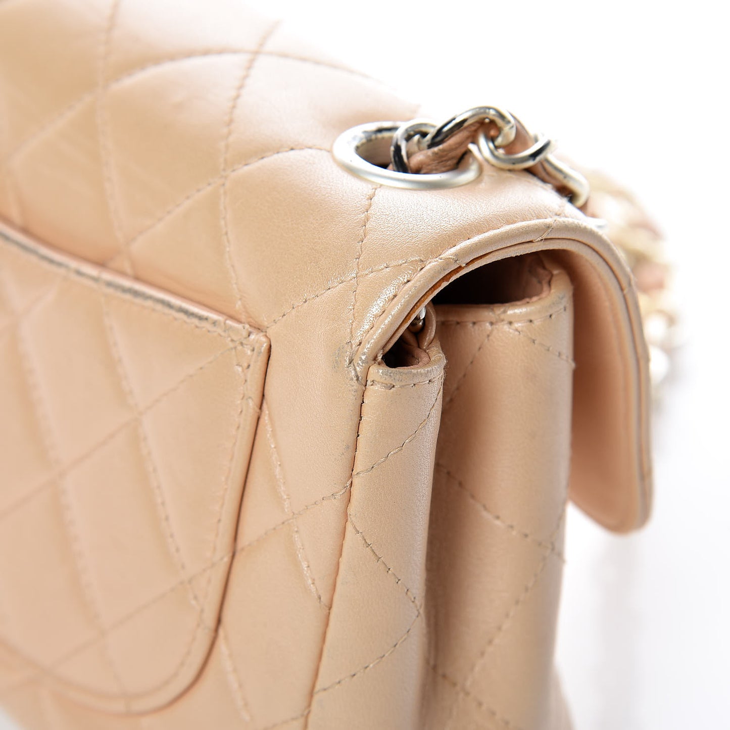 Lambskin Quilted Extra Mini Flap Light Beige