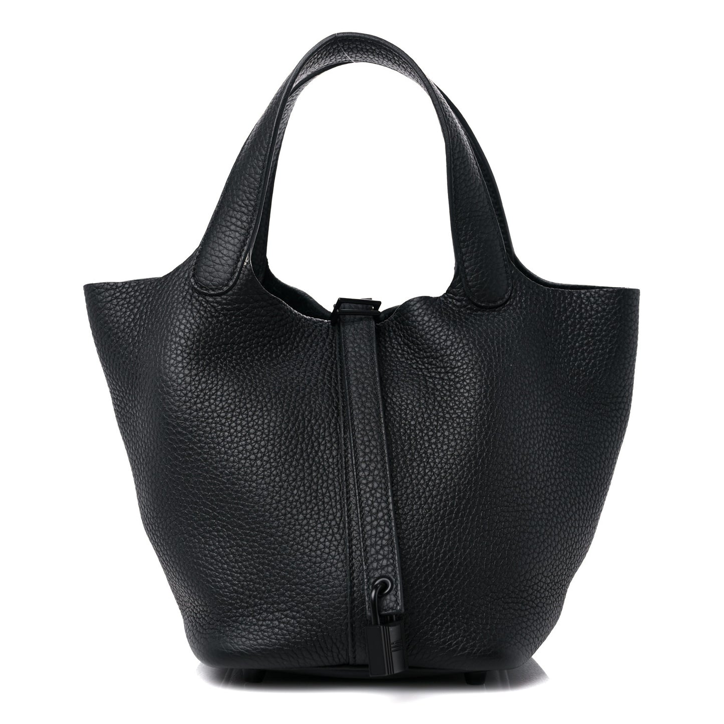 Taurillon Clemence Monochrome Picotin Lock 18 PM Black