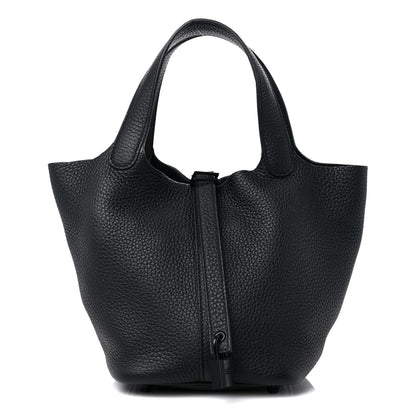 Hermes Taurillon Clemence Monochrome Picotin Lock 18 PM Black 1 of 12