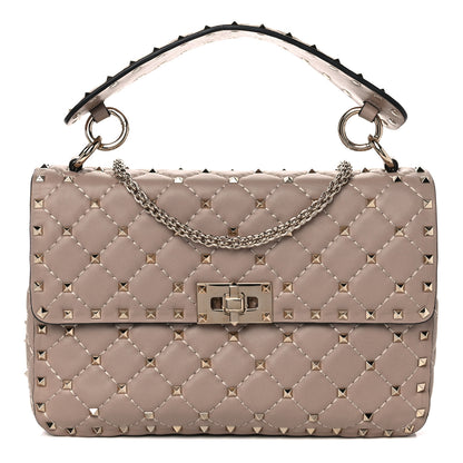 Valentino Garavani Lambskin Medium Rockstud Spike Shoulder Bag Poudre 1 of 9