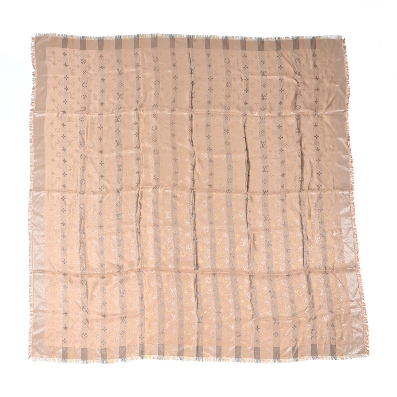 Louis Vuitton Silk Lurex Wool So Shine Monogram Shawl Beige 1 of 4