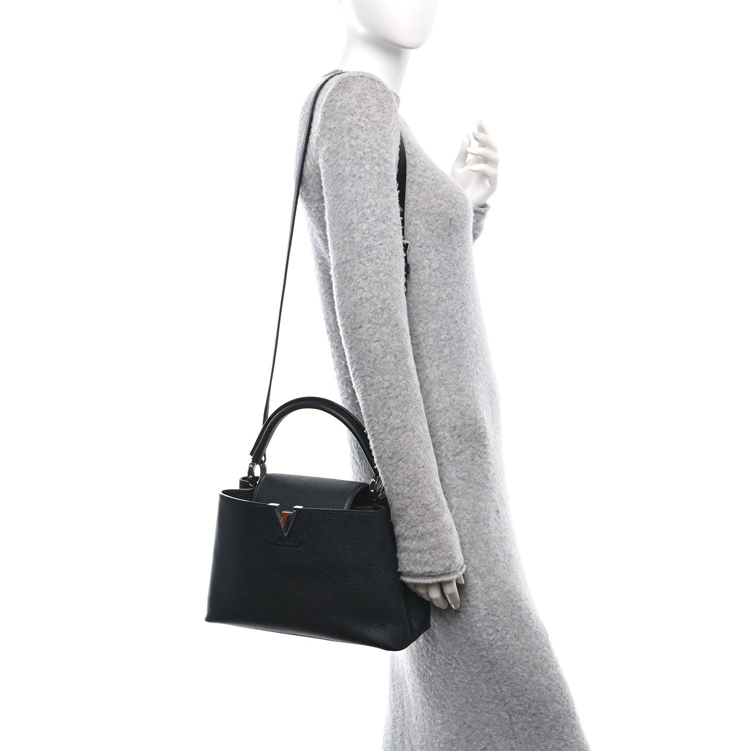 Louis Vuitton Taurillon Capucines PM Black 2 of 9