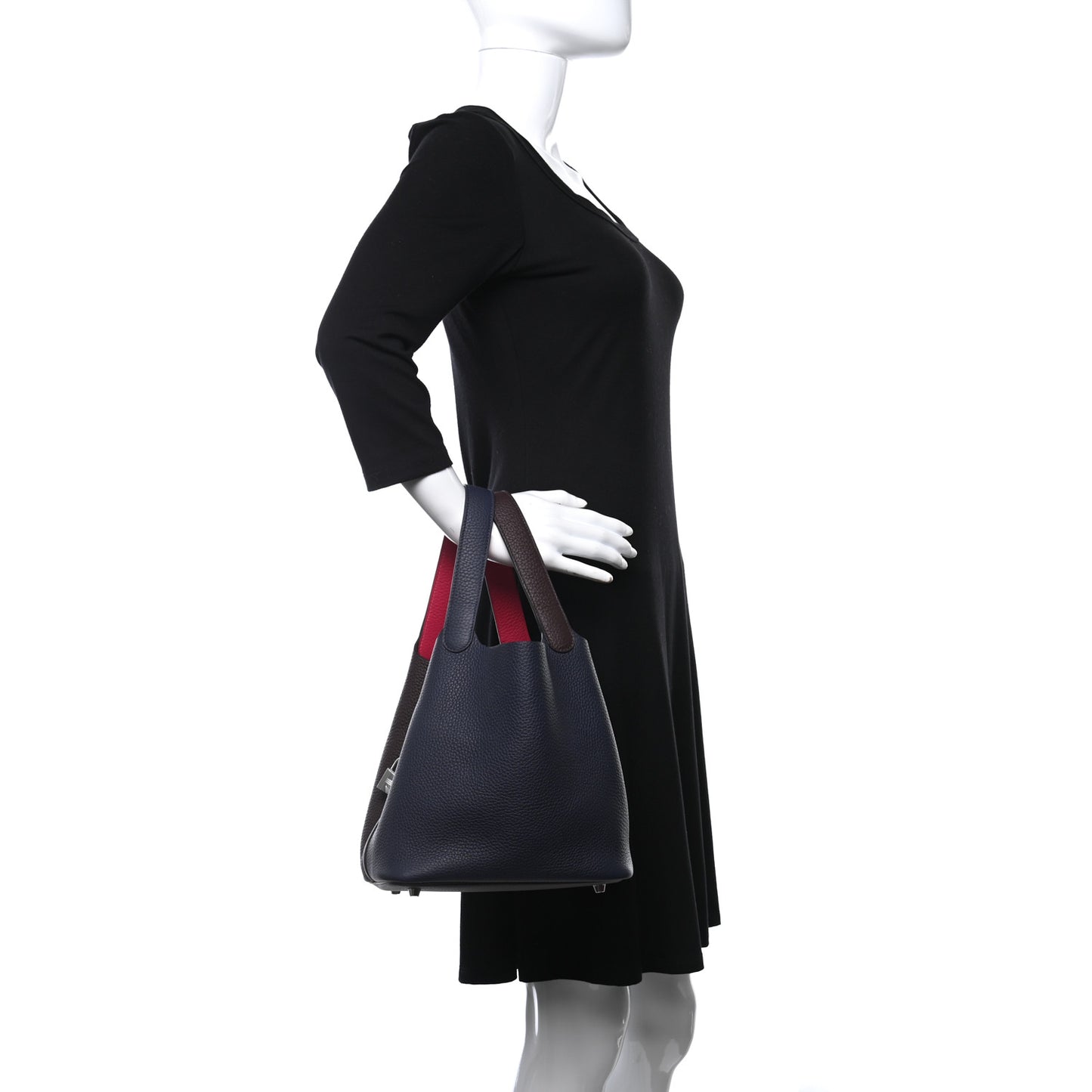 Taurillon Clemence Casaque Picotin Lock 22 MM Bleu Nuit Framboise Rouge Sellier