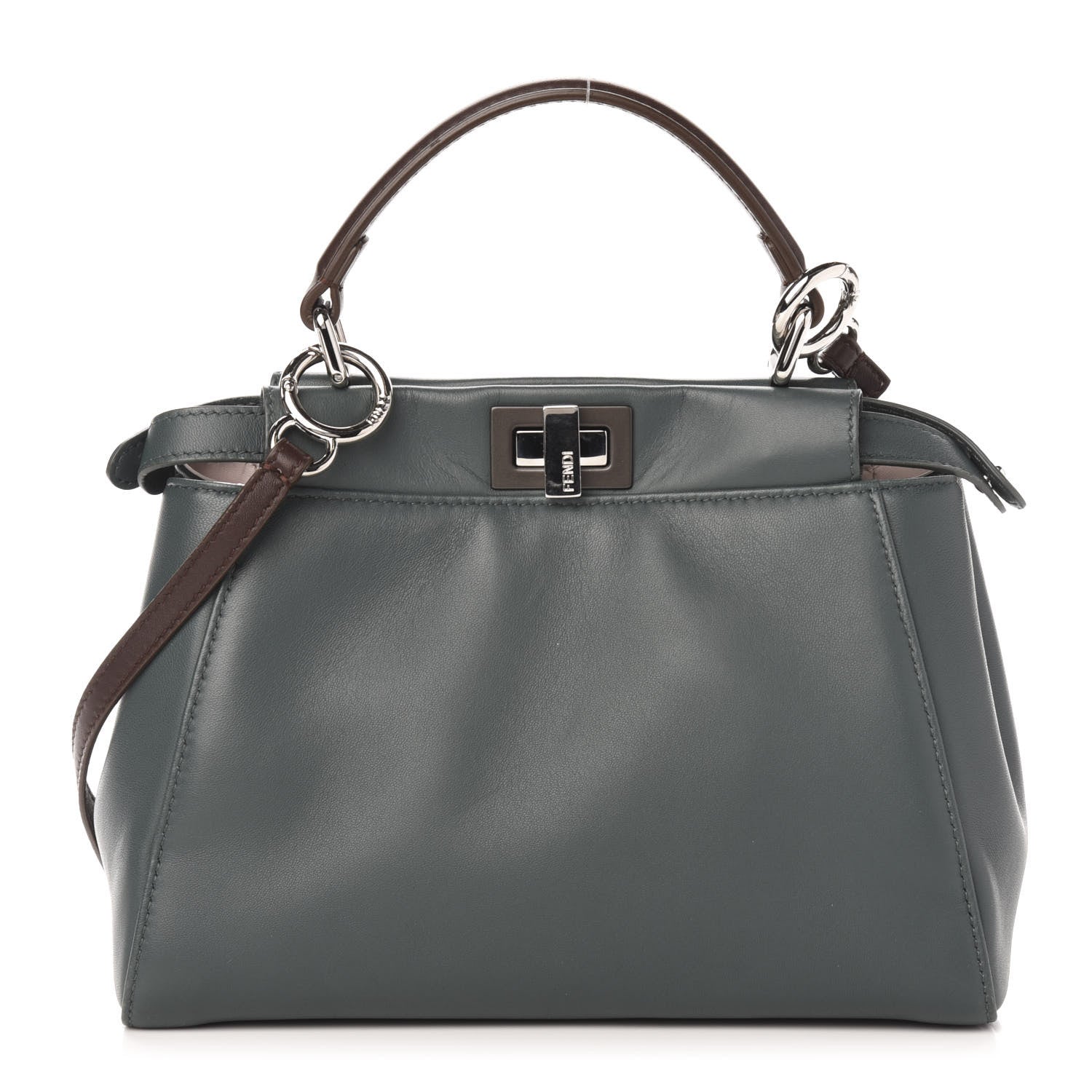Fendi Nappa Colorblock Mini Peekaboo Iconic Satchel Malachite Moresco Rosa Doll 1 of 12