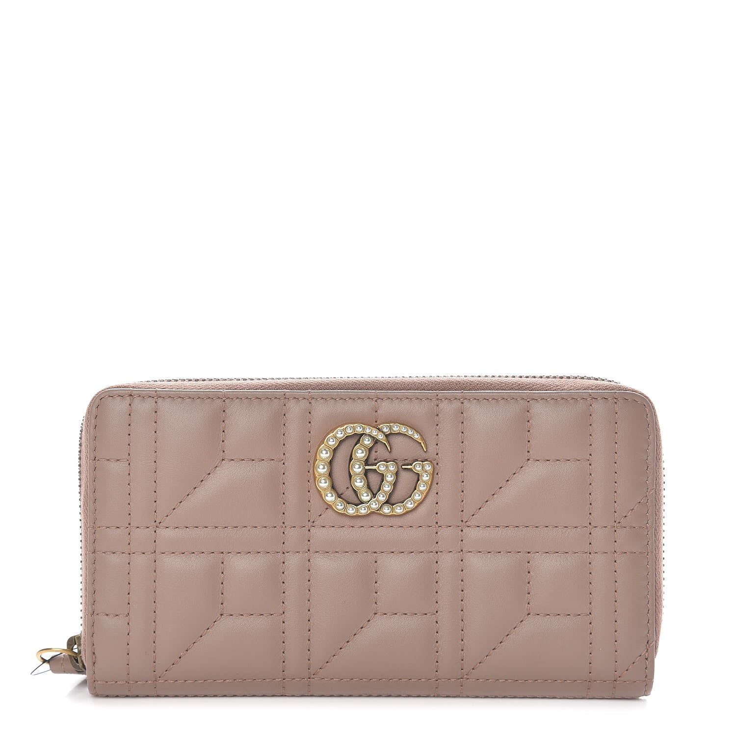 Gucci Calfskin Matelasse Pearly GG Marmont Zip Around Wallet Porcelain Rose 1 of 8