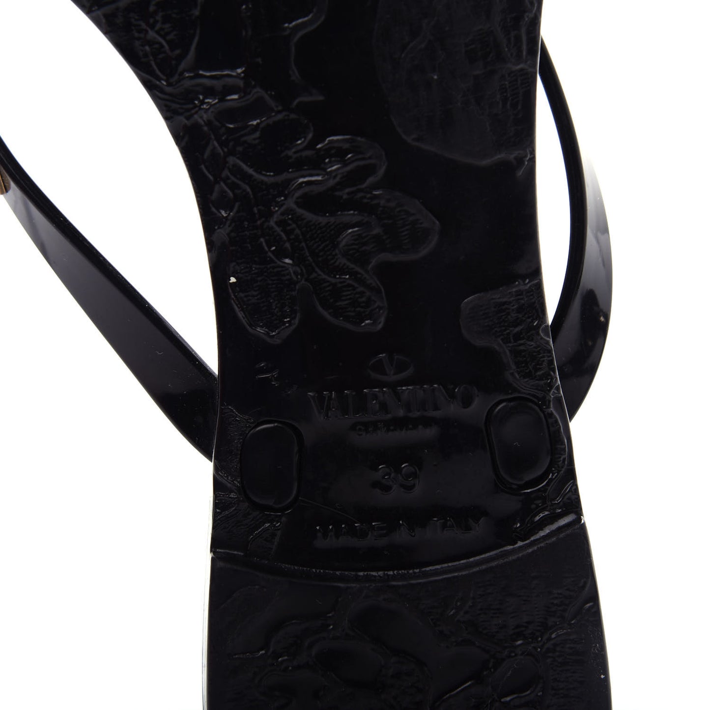 PVC Jelly Rockstud Bow Thong Sandals 39 Black