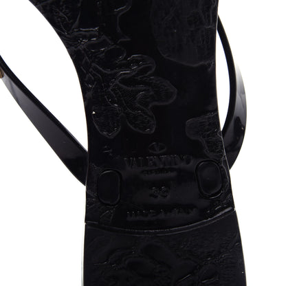 Valentino Garavani PVC Jelly Rockstud Bow Thong Sandals 39 Black 9 of 10