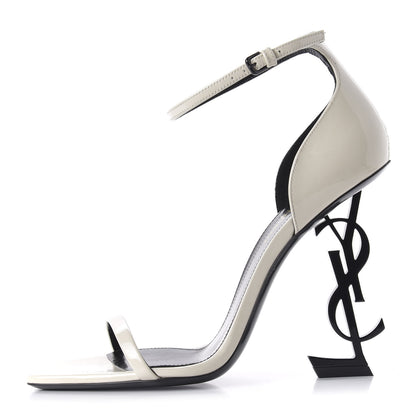 Saint Laurent Patent Calfskin Opyum 110 Sandals 37.5 Neutro 1 of 9