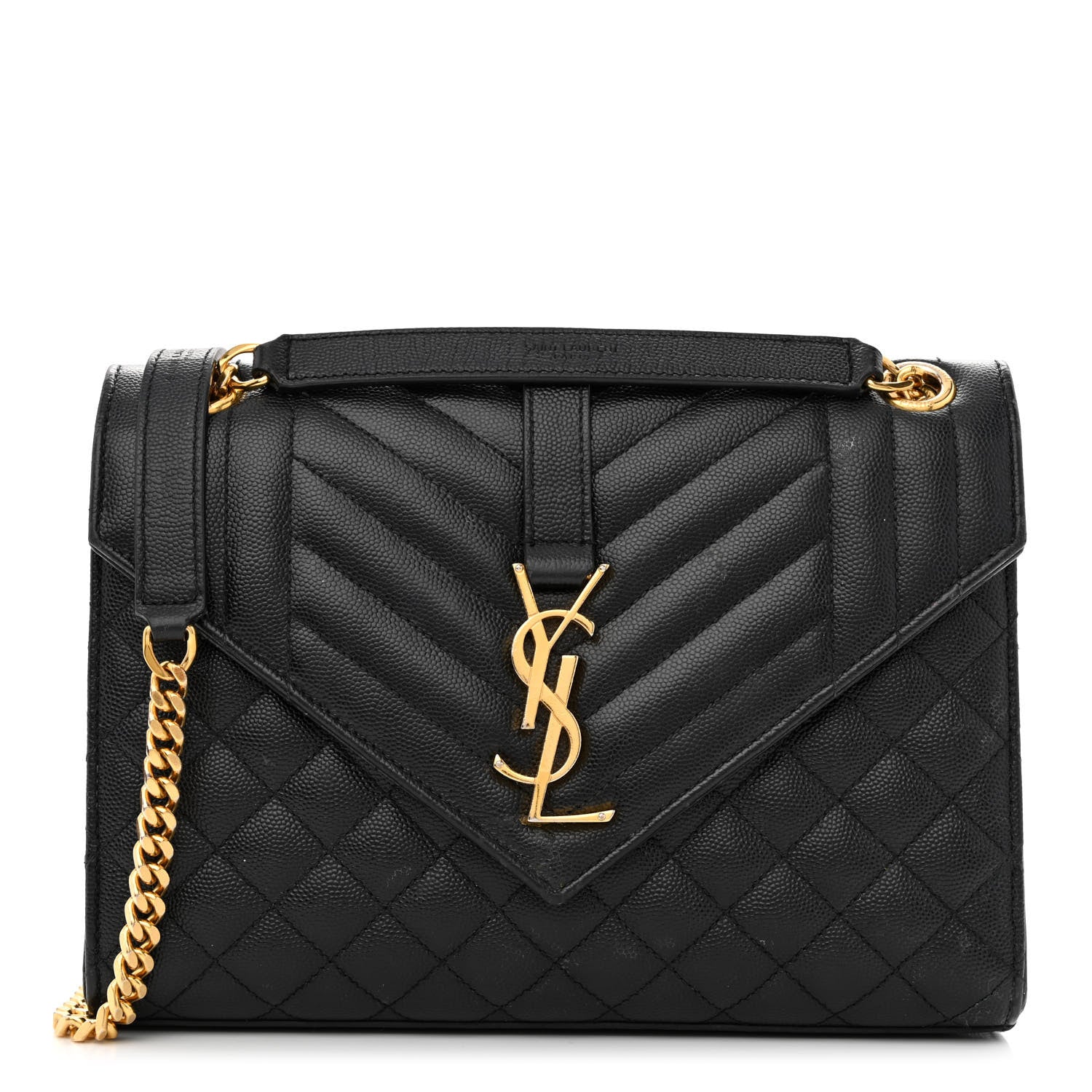 Saint Laurent Grain De Poudre Textured Mixed Matelasse Triquilt Medium Monogram Satchel Black 1 of 11