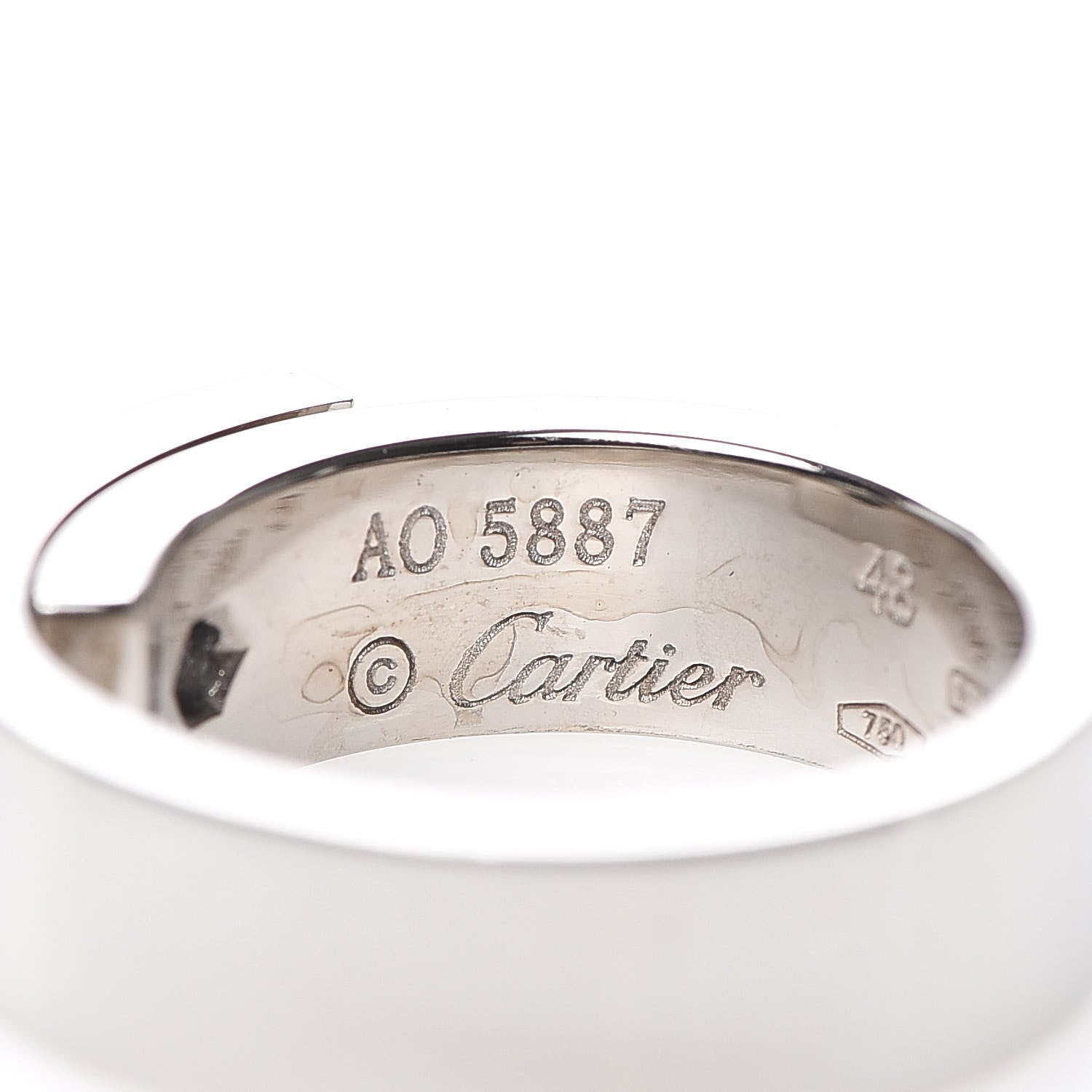 Cartier 18K White Gold Diamond Anniversary Band Ring 48 4.5 4 of 5