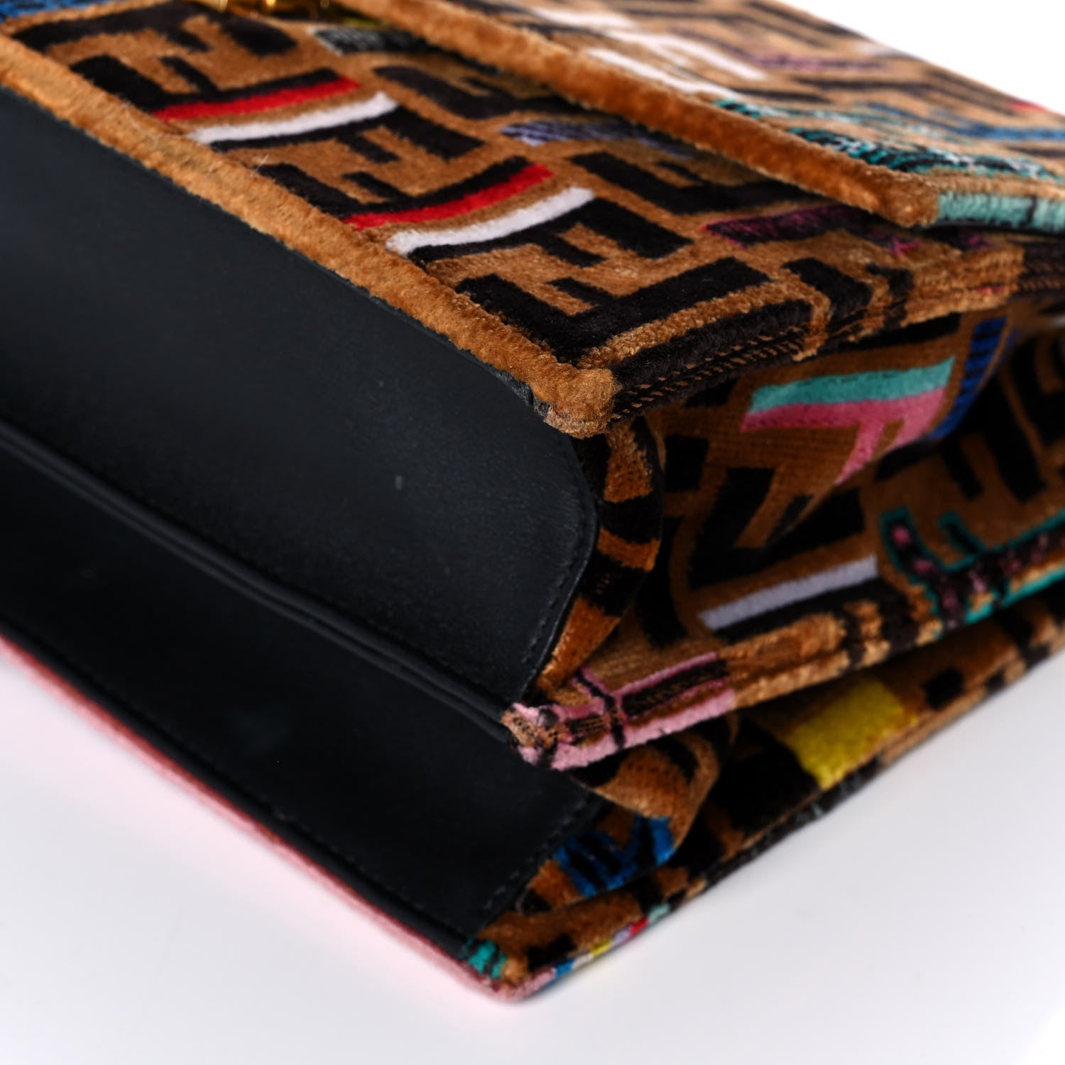 Fendi Velvet Vitello Dolce Fun Fair Kan I Shoulder Bag Tobacco Multicolor Black 11 of 14