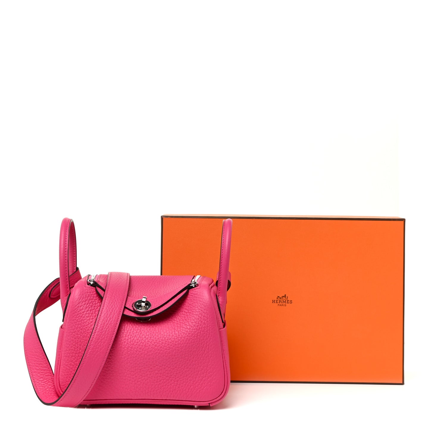 Taurillon Clemence Mini Lindy 20 Rose Shocking