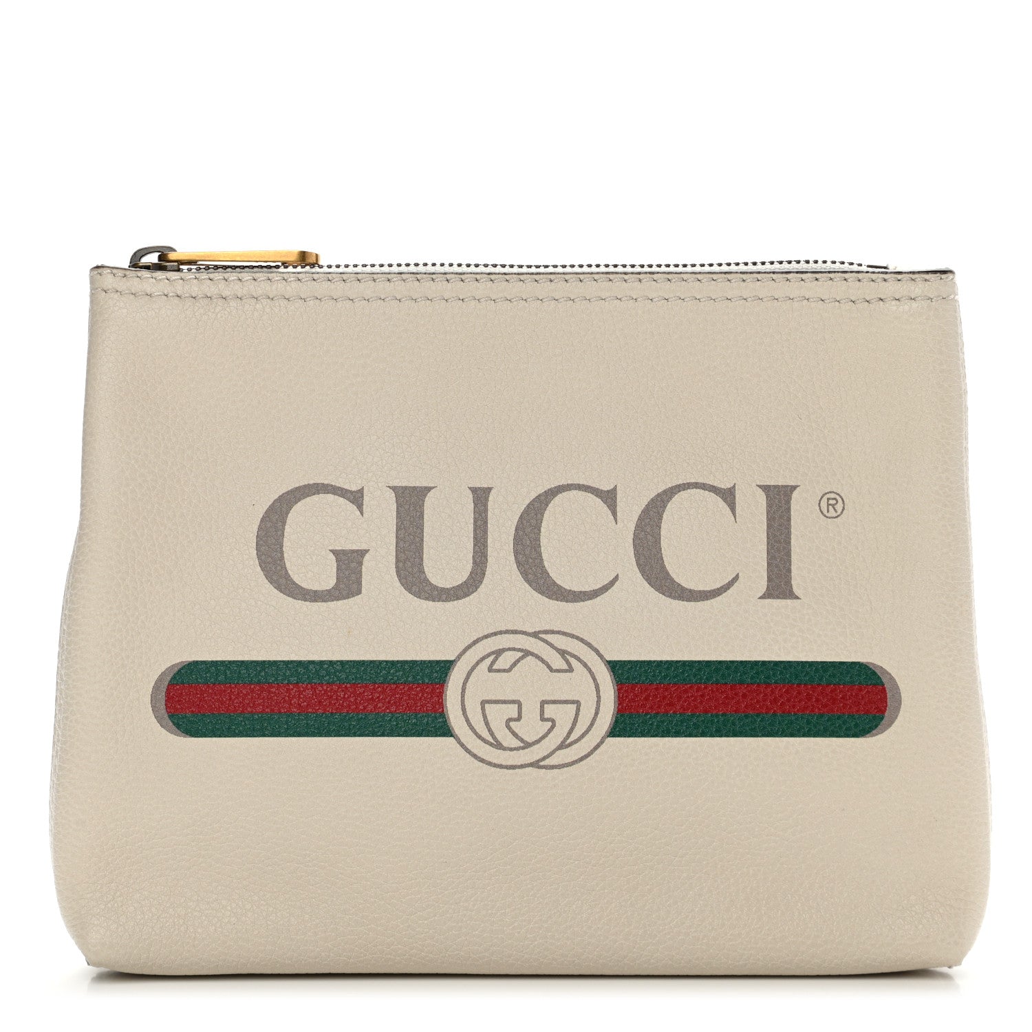 Gucci Pebbled Calfskin Logo Portfolio Clutch White 1 of 7