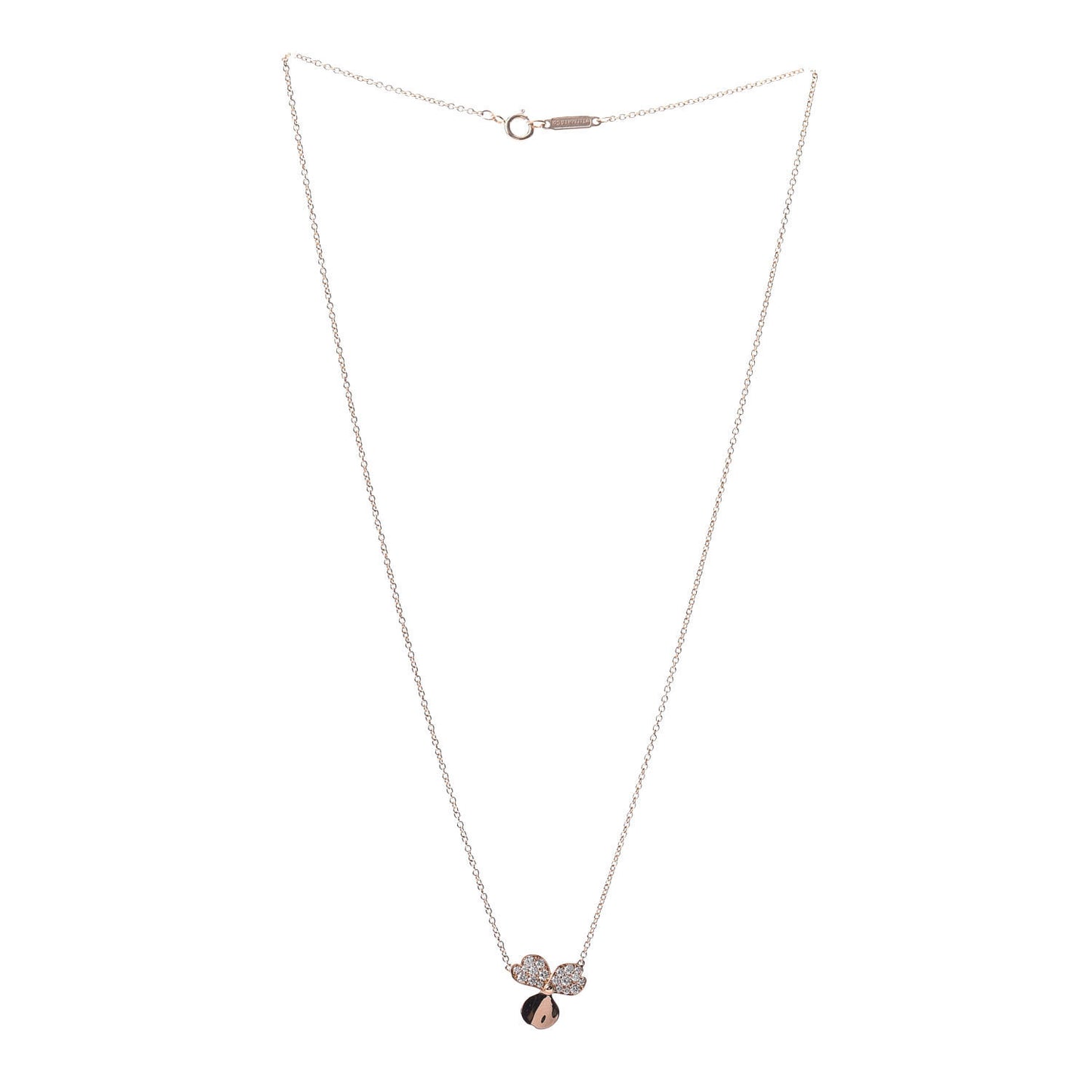 18K Rose Gold Diamond Paper Flowers Pendant Necklace