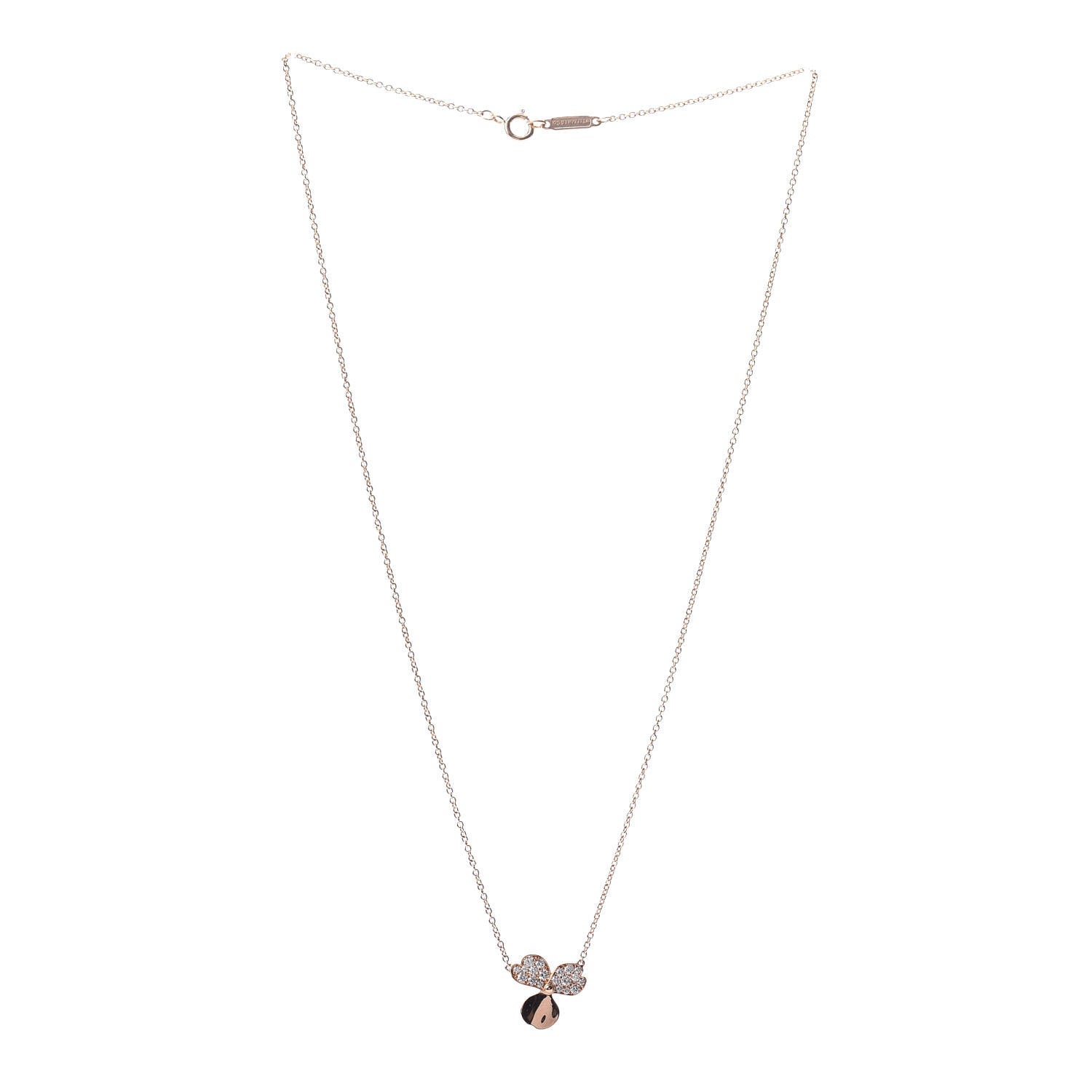 Tiffany 18K Rose Gold Diamond Paper Flowers Pendant Necklace 3 of 5