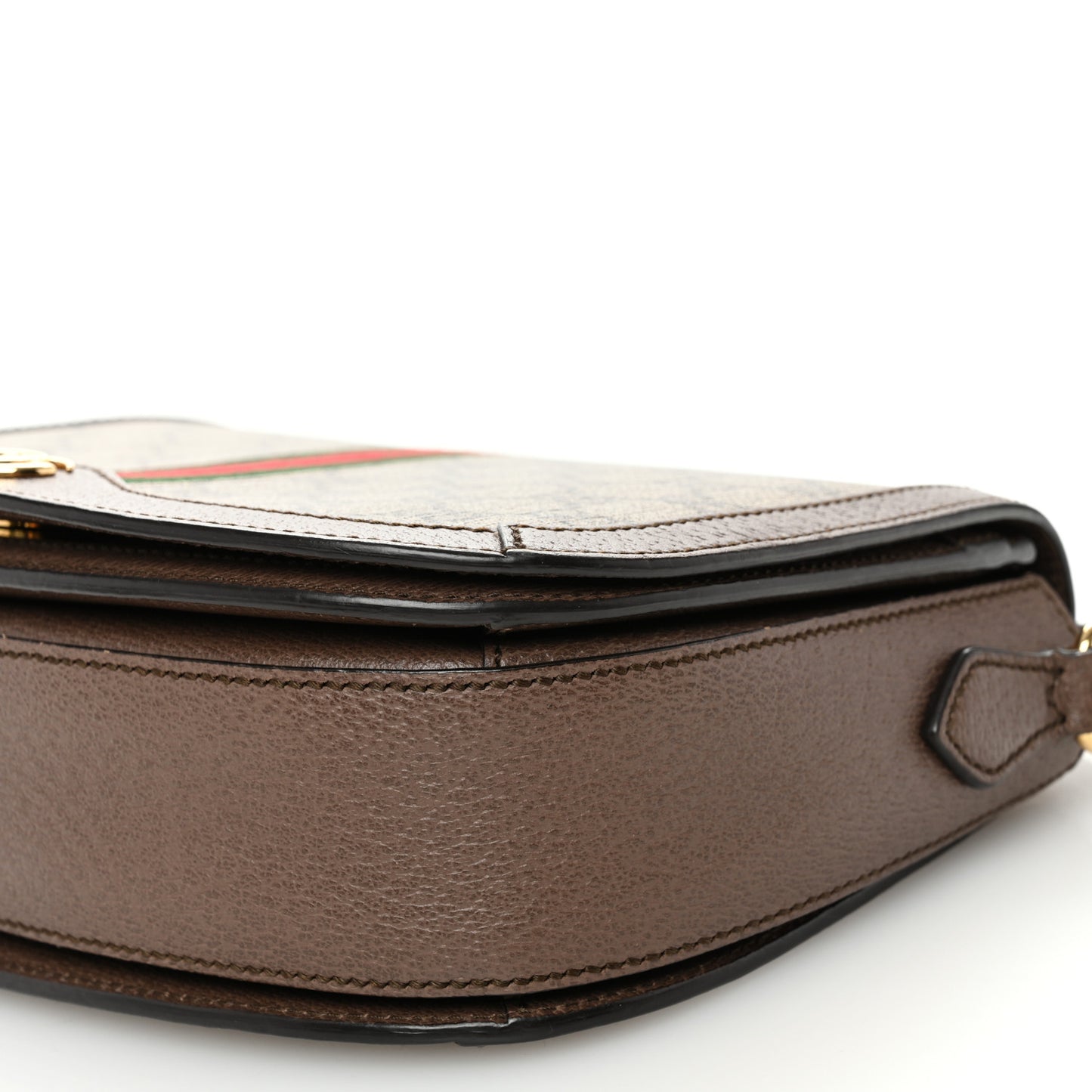 GG Supreme Monogram Web Small Ophidia Flap Messenger Bag Brown