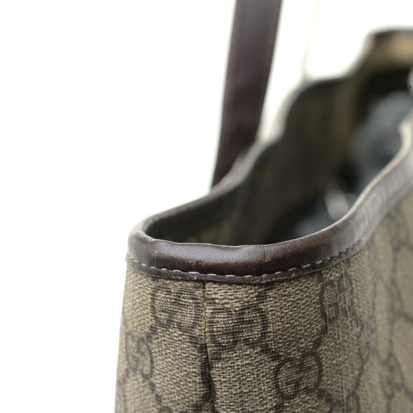 GG Supreme Monogram Large Zippered Shopping Tote Brown