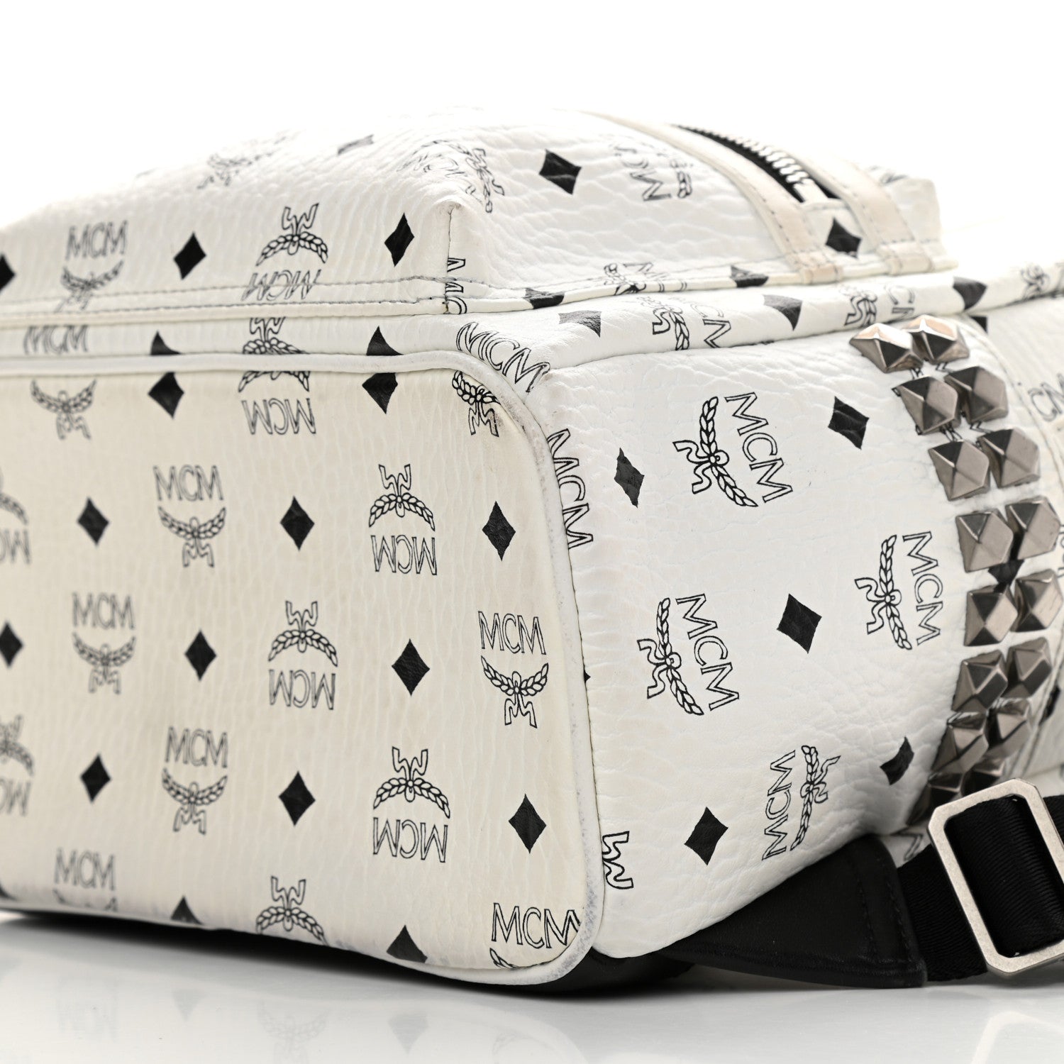 MCM Visetos Small Side Stud Stark Backpack White 10 of 12