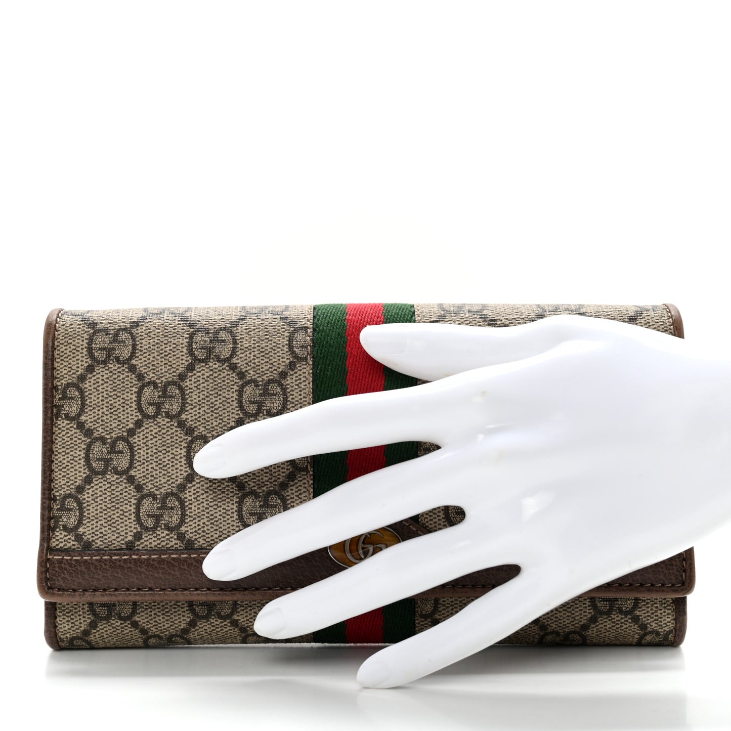 GG Supreme Monogram Web Ophidia Wallet On Chain Brown