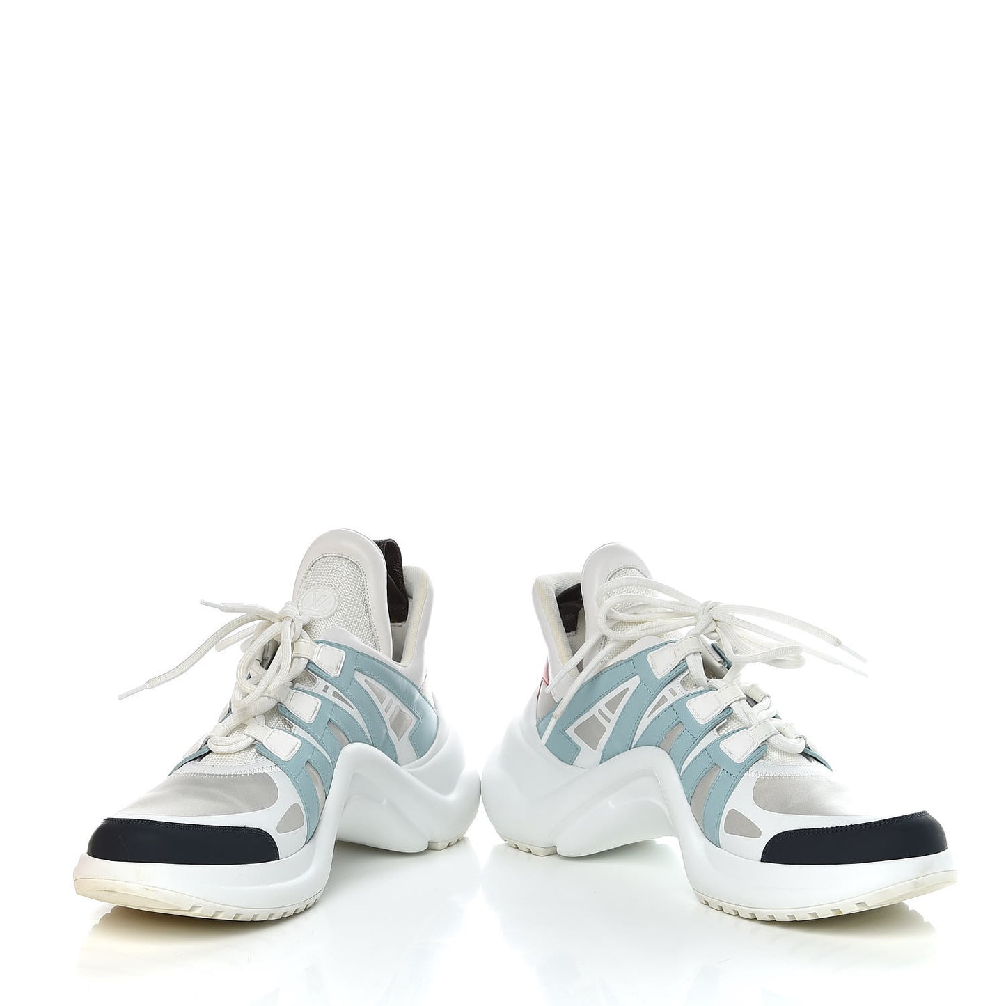 Calfskin Technical Nylon LV Archlight Sneakers 41 White Blue Gris