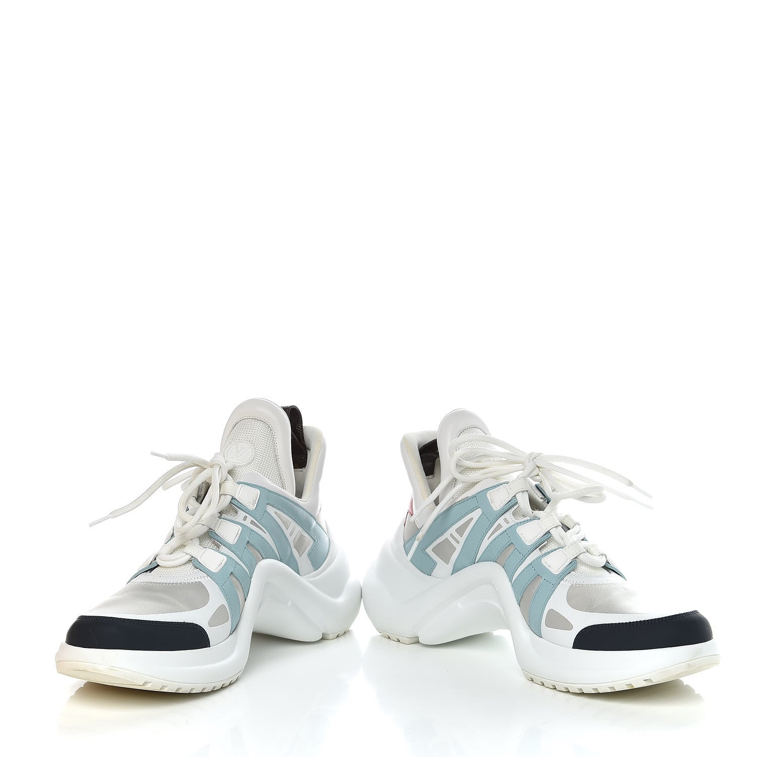 Louis Vuitton Calfskin Technical Nylon LV Archlight Sneakers 41 White Blue Gris 6 of 18