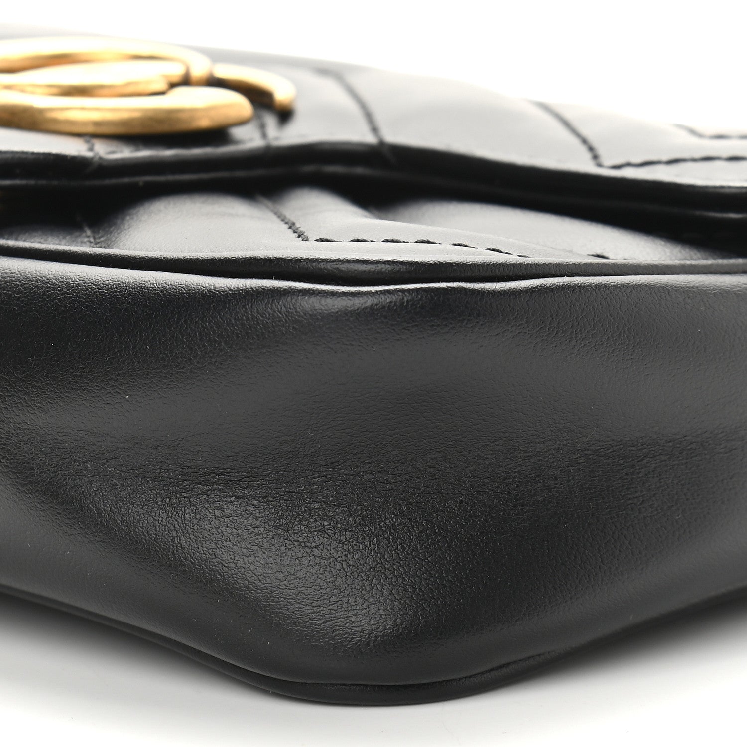 Gucci Calfskin Matelasse Super Mini GG Marmont Shoulder Bag Black 9 of 9