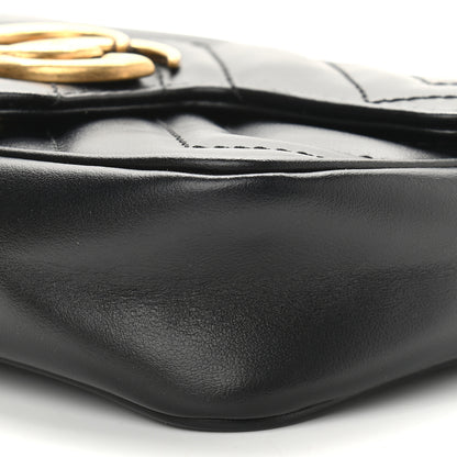 Gucci Calfskin Matelasse Super Mini GG Marmont Shoulder Bag Black 9 of 9
