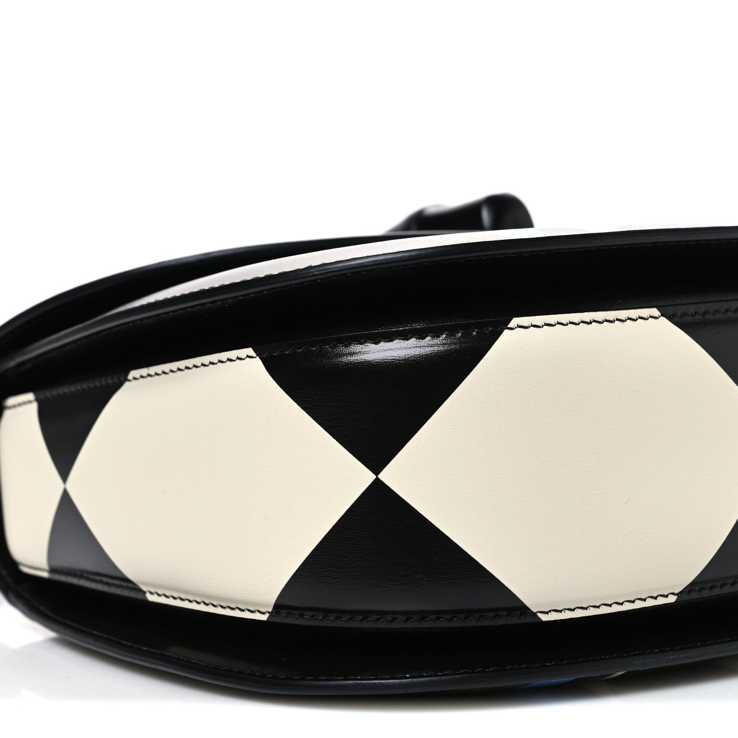 Calfskin Geometric Print Medium Bamboo 1947 Top Handle Bag Black Multicolor